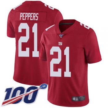 Nike Giants #21 Jabrill Peppers Red Alternate Men's Stitched NFL 100th Season Vapor Limited Jersey