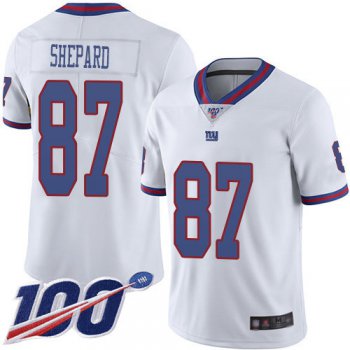 Nike Giants #87 Sterling Shepard White Men's Stitched NFL Limited Rush 100th Season Jersey