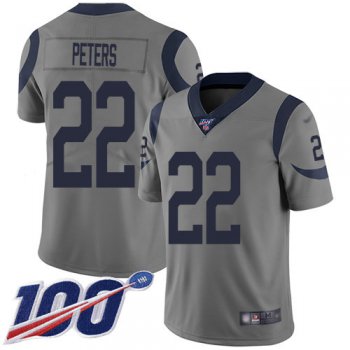 Nike Rams #22 Marcus Peters Gray Men's Stitched NFL Limited Inverted Legend 100th Season Jersey