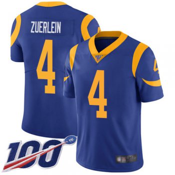 Nike Rams #4 Greg Zuerlein Royal Blue Alternate Men's Stitched NFL 100th Season Vapor Limited Jersey