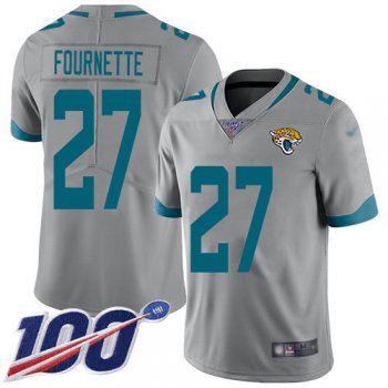 Nike Jaguars #27 Leonard Fournette Silver Men's Stitched NFL Limited Inverted Legend 100th Season Jersey