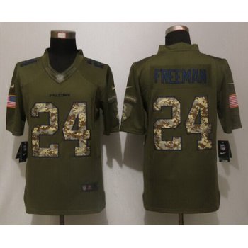 Men's Atlanta Falcons #24 Devonta Freeman Green Salute To Service 2015 NFL Nike Limited Jersey