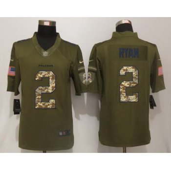 Men's Atlanta Falcons #2 Matt Ryan Green Salute To Service 2015 NFL Nike Limited Jersey