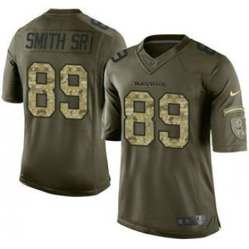 Men's Baltimore Ravens #89 Steve Smith Sr Green Salute to Service 2015 NFL Nike Limited Jersey