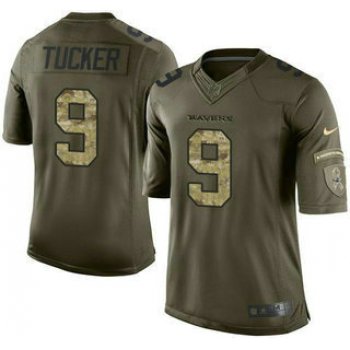 Men's Baltimore Ravens #9 Justin Tucker Green Salute to Service 2015 NFL Nike Limited Jersey