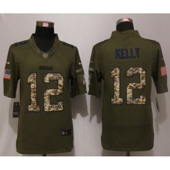 Men's Buffalo Bills #12 Jim Kelly Green Salute To Service 2015 NFL Nike Limited Jersey