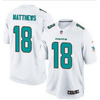 Men's Miami Dolphins #18 Rishard Matthews White Road NFL Nike Elite Jersey