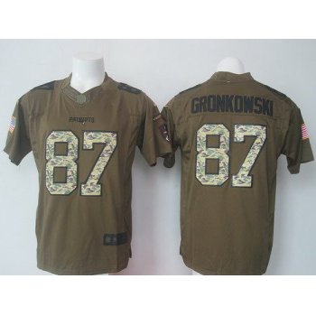 Men's New England Patriots #87 Rob Gronkowski Green Salute To Service 2015 NFL Nike Limited Jersey