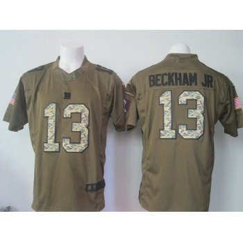 Men's New York Giants #13 Odell Beckham Jr Green Salute To Service 2015 NFL Nike Limited Jersey