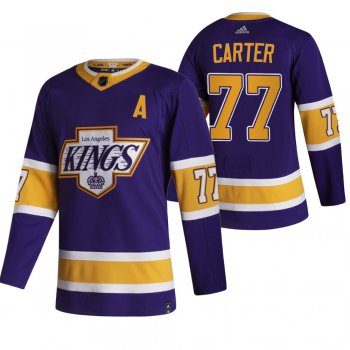 Los Angeles Kings #77 Jeff Carter Black Men's Adidas 2020-21 Reverse Retro Alternate NHL Jersey