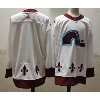 Men's Colorado Avalanche Blank White 2021 Retro Stitched NHL Jersey