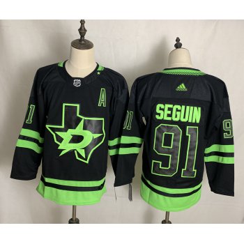 Men's Dallas Stars #91 Tyler Seguin Black Adidas 2020-21 Alternate Authentic Player NHL Jersey