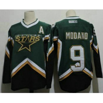 Men's Dallas Stars #9 Mike Modano 2005 Green CCM Throwback Stitched Vintage Hockey Jersey