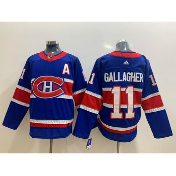 Men's Montreal Canadiens #11 Brendan Gallagher Blue Adidas 2020-21 Alternate Authentic Player NHL Jersey