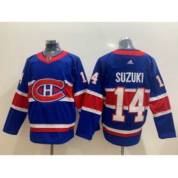 Men's Montreal Canadiens #14 Nick Suzuki Blue Adidas 2020-21 Alternate Authentic Player NHL Jersey