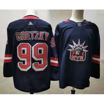 Men's New York Rangers #99 Wayne Gretzky Navy Blue Adidas 2020-21 Stitched NHL Jersey