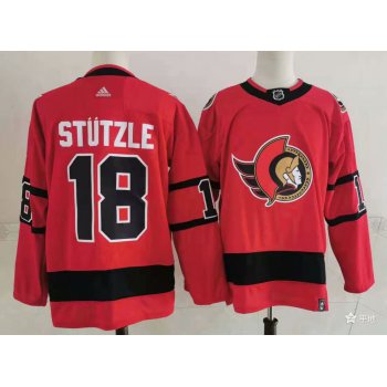 Men's Ottawa Senators #18 Tim Stutzle Red 2021 Retro Stitched NHL Jersey