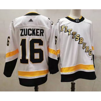 Men's Pittsburgh Penguins #16 Jason Zucker White Adidas 2020-21 Stitched NHL Jersey