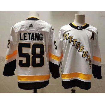 Men's Pittsburgh Penguins #58 Kris Letang White Adidas 2020-21 Stitched NHL Jersey