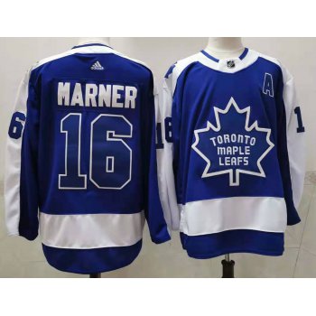 Men's Toronto Maple Leafs #16 Mitchell Marner Royal Blue With A Patch 2021 Retro Stitched NHL Jersey