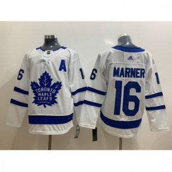 Men's Toronto Maple Leafs #16 Mitchell Marner White With A Patch Adidas Stitched NHL Jersey