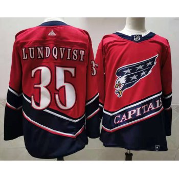 Men's Washington Capitals #35 Henrik Lundqvist Red 2021 Retro Stitched NHL Jersey