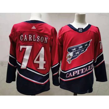 Men's Washington Capitals #74 John Carlson Red 2021 Retro Stitched NHL Jersey