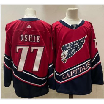 Men's Washington Capitals #77 T.J. Oshie Red 2021 Retro Stitched NHL Jersey