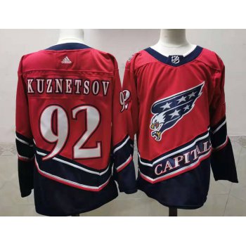 Men's Washington Capitals #92 Evgeny Kuznetsov Red 2021 Retro Stitched NHL Jersey