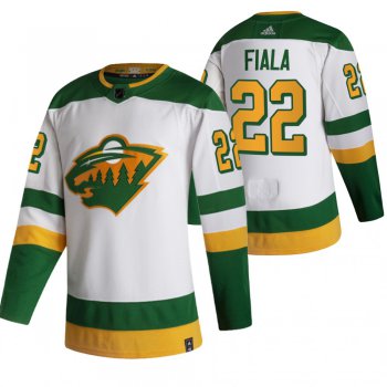 Minnesota Wild #22 Kevin Fiala White Men's Adidas 2020-21 Reverse Retro Alternate NHL Jersey