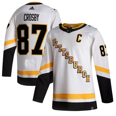 Pittsburgh Penguins #87 Sidney Crosby White Men's Adidas 2020-21 Reverse Retro Alternate NHL Jersey