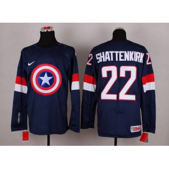 2015 Men's Team USA #22 Kevin Shattenkirk Captain America Fashion Navy Blue Jersey