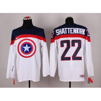 2015 Men's Team USA #22 Kevin Shattenkirk Captain America Fashion White Jersey