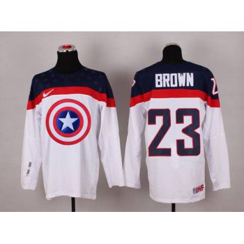 2015 Men's Team USA #23 Dustin Brown Captain America Fashion White Jersey