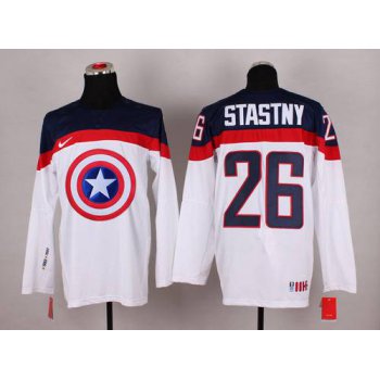 2015 Men's Team USA #26 Paul Stastny Captain America Fashion White Jersey