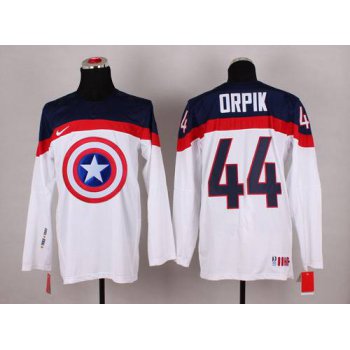 2015 Men's Team USA #44 Brooks Orpik Captain America Fashion White Jersey