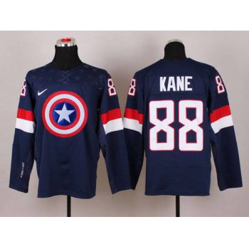 2015 Men's Team USA #88 Patrick Kane Captain America Fashion Navy Blue Jersey