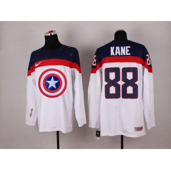 2015 Men's Team USA #88 Patrick Kane Captain America Fashion White Jersey