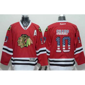 Chicago Blackhawks #10 Patrick Sharp USA Flag Fashion Red Jersey