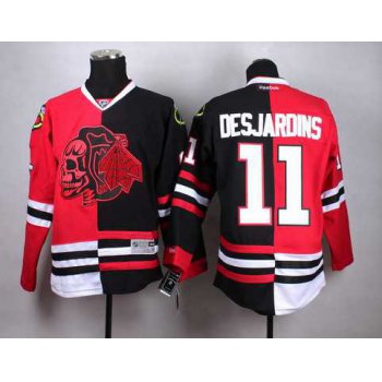 Chicago Blackhawks #11 Andrew Desjardins Red Black Two Tone With Red Skulls Jersey