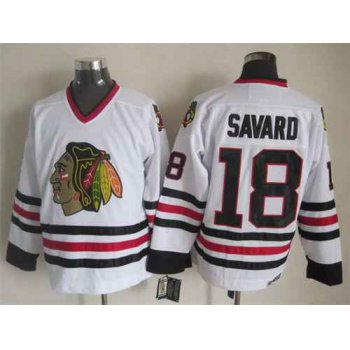 Chicago Blackhawks #18 Denis Savard White CCM Vintage Throwback Jersey