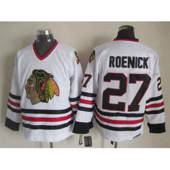 Chicago Blackhawks #27 Jeremy Roenick White CCM Vintage Throwback Jersey