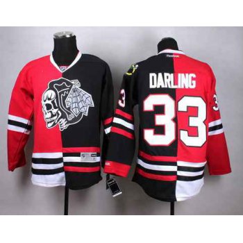 Chicago Blackhawks #33 Scott Darling Red Black Two Tone With Black Skulls Jersey