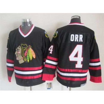 Chicago Blackhawks #4 Bobby Orr Black CCM Vintage Throwback Jersey