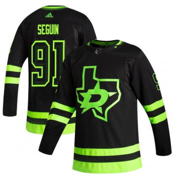 Dallas Stars #91 Tyler Seguin Black Men's Adidas 2020-21 Reverse Retro Alternate NHL Jersey