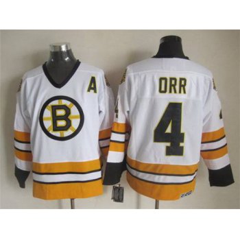 Men's Boston Bruins #4 Bobby Orr 1981-82 White CCM Vintage Throwback Jersey