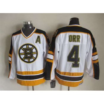 Men's Boston Bruins #4 Bobby Orr 1996-97 White CCM Vintage Throwback Jersey