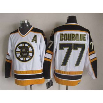 Men's Boston Bruins #77 Ray Bourque 1996-97 White CCM Vintage Throwback Jersey