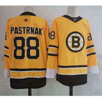 Men's Boston Bruins #88 David Pastrnak Yellow Adidas 2020-21 Stitched NHL Jersey