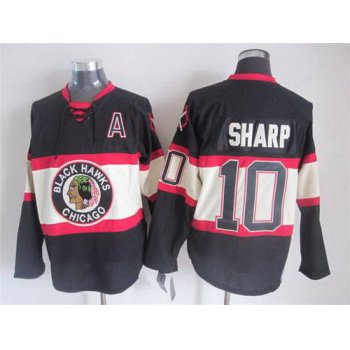 Men's Chicago Blackhawks #10 Patrick Sharp Black Third CCM Vintage Throwback Jersey